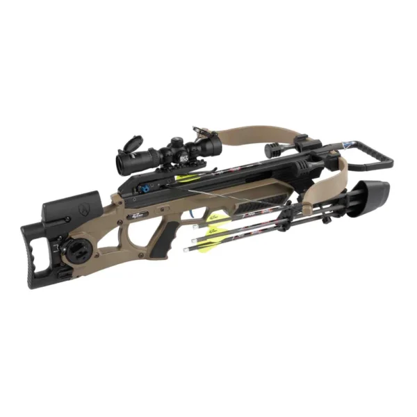 Excalibur Assassin Extreme Crossbow, Assassin Extreme Package, high performance crossbow, maneuverability for hunters, power precision comfort, lightweight crossbow, hunting efficiency, reducing fatigue, 400 FPS crossbow, bone-crushing kinetic energy, clean ethical kills, Micro High-Output Express limbs, Charger Crank System, smoother easier cocking, Pro Shot 2-stage trigger, crisp reliable trigger control, enhancing accuracy, 7.4 pounds bare weight, 32 inches length, excellent balance, easy maneuverability, tight hunting spots, tree stands, dense cover, 15 inch power stroke, powerful energy transfer, reduced overall weight, easier to carry, shoot with less fatigue, TACT-100 Illuminated Scope, 30mm scope rings, clear aiming, various lighting conditions, R.E.D.S. suppressors, reduce noise vibration, stealthier shots, 19 lbs draw weight, Minimum Arrow Length 16.5, Minimum Arrow Weight 350 Grains, 4-Arrow Quiver, Proflight 16.5 Arrows, 100 gr Field Points, experienced hunter, starting out crossbow, combines durability, top-tier package, upgrade hunting gear, reliable high-performing crossbow, where to buy Excalibur Assassin Extreme, Assassin Extreme price, best stores to buy Excalibur, buy crossbow online, Assassin Extreme cost.