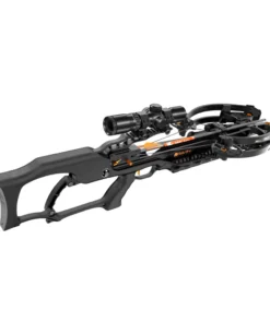 Ravin R10 Crossbow Package, R10 Black, compact power precision, ready to hunt, speed accuracy maneuverability, tight environments, improved stock design, short overall length, quick shots, dense cover, narrow treestands, fully assembled, pre-tuned, right out of the box, built-in cocking system, simplifies cocking, effortless consistent draw, anti-dry fire, auto safety systems, protecting user crossbow, accidental discharge, impressive power, velocity 400 FPS, kinetic energy 142 ft/lbs, lethal force, medium large game, compact frame, 6.5 inch axle-to-axle cocked, 10.5 inch un-cocked, total length 33 inches, weighing 6.8 pounds, excellent maneuverability, 11 inch power stroke, Built-in Sling Mounts, Removable Draw Handle, Quiver Mounting Bracket, 3 Ravin .003 Premium Arrows, Field Tips, 400 Grain Total, 100 Yard Illuminated Scope, innovative design, powerful performance, ideal for hunters, speed accuracy confined spaces, top-tier crossbow, next hunt, where to buy Ravin R10, Ravin R10 price, best stores to buy Ravin, buy crossbow online, Ravin R10 cost.