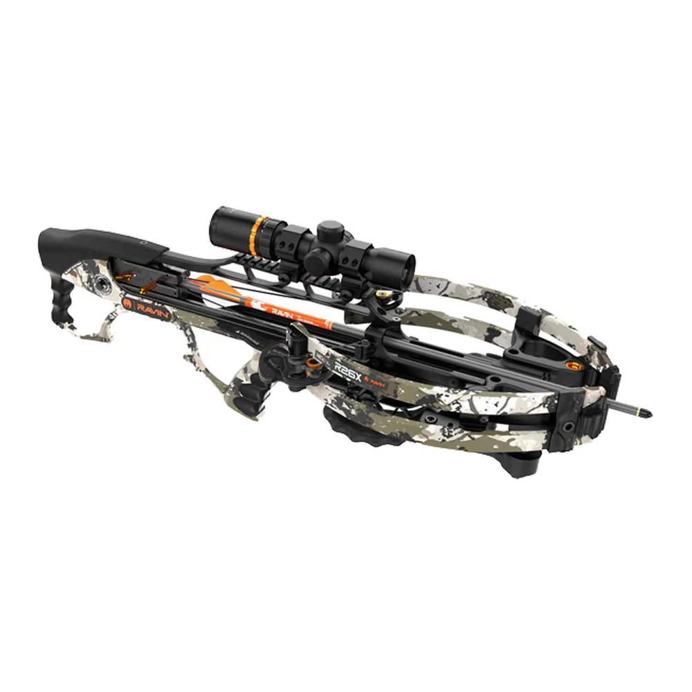 Ravin R26X Crossbow Package, Ravin R26X XK7 Camo, 400 FPS crossbow, ultra-compact crossbow, silent cocking crossbow, lightweight hunting crossbow, HeliCoil technology, adjustable stock crossbow, anti-dry fire crossbow, 100-yard scope crossbow, King's XK7 Camo, Ravin crossbow for sale, best compact crossbow, portable hunting crossbow, treestand crossbow, ground blind crossbow, deer hunting crossbow, big game crossbow, ready to hunt crossbow, precise crossbow, safe crossbow, crossbow accessories, archery hunting gear, top-rated crossbow, whitetail hunting crossbow, crossbow for tight spaces.