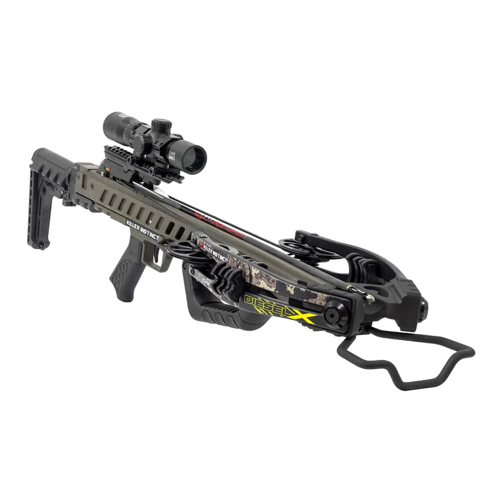 Killer Instinct Diesel-X Elite Crossbow, Diesel-X Elite hunting crossbow, 405 FPS crossbow, Compact crossbow, X-Cam crossbow system, 6.25 inch axle-to-axle crossbow, High kinetic energy crossbow, Crossbow with 50% let-off, Killer Instinct crossbow package, Lumix Speed Ring Scope, DSC Compact Sled Crank compatible, Adjustable buttstock crossbow, HYPR Bolts, Big game hunting crossbow, Quiet crossbow, Balanced crossbow, Killer Instinct warranty, Portable hunting crossbow, Treestand crossbow, Ground blind crossbow, Precision crossbow, Powerful hunting weapon, Archery hunting crossbow, Diesel-X Elite review, Crossbow with field tips34, killer instinct diesel-x elite crossbow package, 405 fps crossbow, x-cam synchronized crossbow, diesel-x elite compact crossbow, adjustable buttstock crossbow, crank compatible crossbow, lumix speed ring scope crossbow, crossbow with rope sled cocker, hypr bolts crossbow package, quiet crossbow for hunting, high power crossbow 2025, tactical hunting crossbow, crossbow with variable scope, compact hunting crossbow, best crossbow for tree stand, crossbow ready to shoot package, crossbow for big game, crossbow with lifetime warranty, crossbow with rail lubricant, hunting gear australia