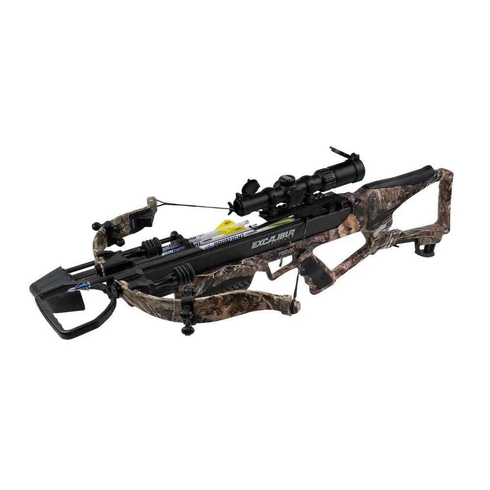 Excalibur RevX Crossbow, RevX Package, 400 FPS crossbow, recurve crossbow, ChargerX Integrated Crank, Sound Deadening System, Overwatch Illuminated Scope, R.E.D.S. Suppressors, Proflight Arrows, Mossy Oak Country DNA crossbow, dependable crossbow, quiet crossbow, easy-to-use crossbow, lightweight hunting crossbow, deadly accurate crossbow, safe decocking crossbow, match-grade trigger crossbow, high-output limbs, hunting recurve crossbow, reliable crossbow, low-maintenance crossbow, seasoned hunter crossbow, where to buy Excalibur RevX, Excalibur RevX price, best stores to buy Excalibur, where to buy crossbow online, RevX cost.