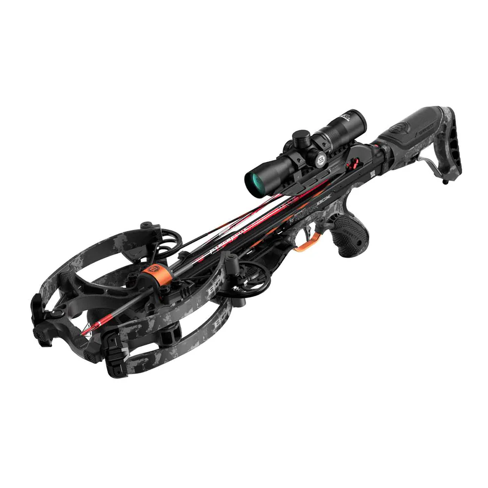 Barnett Hyper Raptor BCX Crossbow, Hyper Raptor Package, Precision Reticle Scope crossbow, 425 FPS crossbow, compact hunting crossbow, 7.25 inch axle-to-axle, lightweight crossbow, HyperFlite bolts, Halo System, TriggerTech trigger, Anti-Dry Fire, Soft-Lok Retainer, adjustable buttstock, Verti-Grip, string dampeners, illuminated scope, sled cocking device, premium quiver, lethal performance, maximum penetration, tight spaces hunting, ultimate hunting machine, quiet crossbow, reliable shooting, pinpoint accuracy, safety features, complete crossbow kit, treestand hunting, ground blind hunting, stalking crossbow, top-tier hunting crossbow, best stores to buy Barnett, where to buy crossbow online, Hyper Raptor BCX price, buy Barnett crossbow.