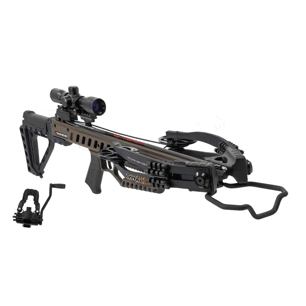 Killer Instinct Vital-X 405, Vital-X 405 DSC Kit, 405 FPS crossbow, compact crossbow, lightweight crossbow, hunter-friendly design, stealth crossbow, powerful crossbow, X-Cam technology, silent cocking, easy draw, ultra-narrow crossbow, tight spots hunting, tree stand hunting, blind hunting, thick bushland hunting, ergonomic crossbow, comfortable handling, DSC Silent Crank, crank compatible crossbow, adjustable crossbow, Lumix 4x32 scope, HYPR bolts, quiver, field tips, rail lube, reliable performer, rugged crossbow, seasoned bowhunter, beginner crossbow, Copper crossbow, 142 ft-lbs kinetic energy, 6.75 inch cocked width, ultimate hunting success, where to buy Killer Instinct Vital-X 405, Vital-X 405 price, best stores to buy Killer Instinct, buy crossbow online, Vital-X 405 DSC cost.