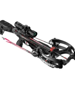 Barnett Hyper Raptor DC Crossbow, Hyper Raptor DC Package, 425 FPS crossbow, 152 ft-lbs kinetic energy, advanced crossbow technology, ultra-compact crossbow, ultra-powerful crossbow, integrated de-cocking system, safe de-cocking, effortless cocking, tree stand hunting, ground blind hunting, nimble crossbow, maneuverable crossbow, tight hunting spaces, 20 inch HyperFlite arrows, deeper penetration, extreme precision, TriggerTech frictionless release, Halo System, Self-Timing Infinity Cams, smooth shot, crisp shot, accurate shot, CNC machined aluminum flight track, Soft-Lok floating bristle retainer, pivoting limb pockets, unparalleled durability, rugged outdoor environments, pass-through foregrip, Verti-Grip palm rest, pre-installed string dampeners, vibration reduction, noise reduction, stealthy hunting, Integrated Planetary Gear Crank Cocking Device, Rope Hold Roller Ball Technology, Anti-Dry Fire Trigger System, HyperFlite compatible, standard moon nock arrows, Continuous Fiber-Molded Parabolic Limbs, Lightweight Composite Step-Through Riser, premium illuminated scope, flip-up caps, neoprene scope cover, quick detach handle, side-mount premium quiver, rail lubrication wax, elite crossbows, hunting gear, archery equipment, where to buy Barnett Hyper Raptor DC, Hyper Raptor DC price, best stores to buy Barnett, buy crossbow online, Hyper Raptor DC cost.