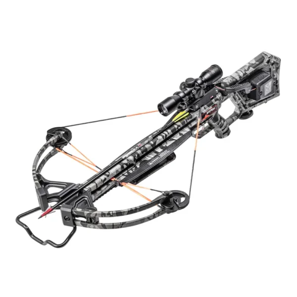 Wicked Ridge Invader 400 Crossbow, Invader 400 Package, ACUdraw crossbow, Peak Camo, speed accuracy ease, popular crossbow, 400 feet per second, more power precision, user-friendly performance, ultra-lite stock, superior maneuverability, balance, greater control, tight ground blinds, tree stands hunting, streamlined ergonomic design, fast target acquisition, steady aim, extended hunts, built-in ACUdraw Cocking Device, dramatically reduces draw weight, effortless cocking, ultimate precision, hunters of all skill levels, pre-sighted 20 yards, quick easy assembly, 1-bolt design, box to field, minutes to assemble, rugged Peak Camo finish, enhances concealment, durability, all types of terrain, proudly made in USA, TenPoint Lighted 3x Pro-View Scope, 7/8 inch Fixed Dovetail Mount, 3-Arrow Instant Detach Quiver, 3 Alpha-Nock Arrows, seasoned hunter, beginner crossbow, premium performance, ease of use, exceptional American-built quality, next-level crossbow performance, where to buy Wicked Ridge Invader 400, Invader 400 price, best stores to buy Wicked Ridge, buy crossbow online, Invader 400 cost.